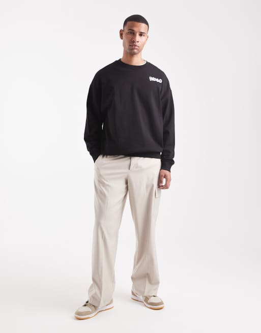 HUGO Blue – Nyrocrew – Svart sweatshirt i oversize med logga baktill, 2 av 5