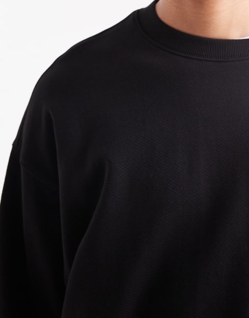 HUGO Blue – Nyrocrew – Svart sweatshirt i oversize med logga baktill, 5 av 5