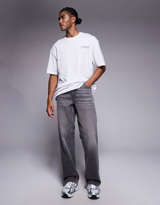 HUGO Blue - Nyrotee - Oversized T-shirt met bolle logoprint op de achterkant in wit, 2 van 5