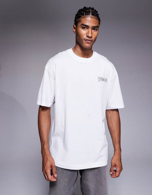 HUGO Blue - Nyrotee - Oversized T-shirt met bolle logoprint op de achterkant in wit, 3 van 5
