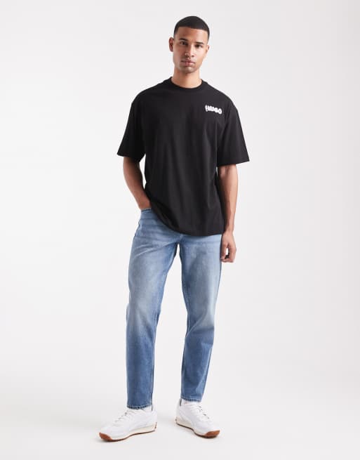 HUGO Blue – Nyrotee – Svart t-shirt i oversize med bubblig logga baktill, 2 av 5