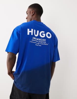 Hugo Blue Ombre T-shirt In Blue