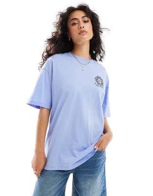 HUGO Blue - Oversize-T-Shirt in Blau mit Grafikprint