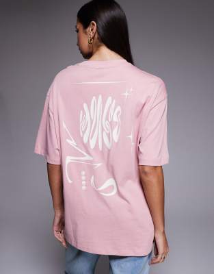 HUGO Blue - Oversize-T-Shirt in Pastellrosa