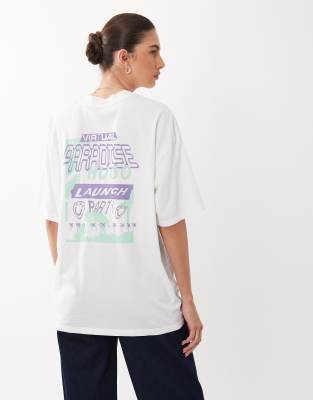 Oversize-T-Shirt in Weiß Weiß L