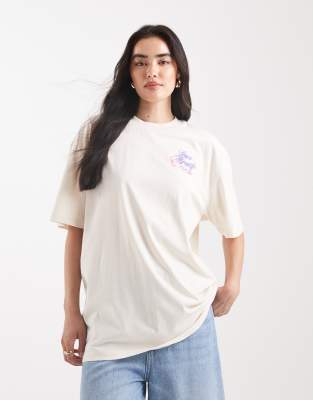 HUGO Blue - Oversize-T-Shirt in Wollweiß mit Logo