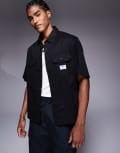 [Hugo Blue] HUGO Blue oversized fit shirt in black (Part of a set) S Black