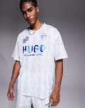 [Hugo Blue] HUGO Blue oversized football top in blue (Part of a set) 2XL Open blue