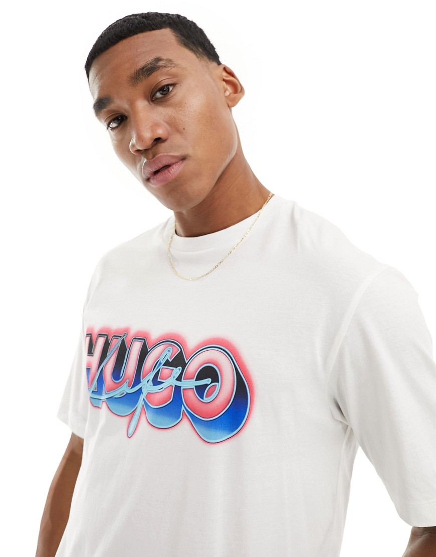 HUGO BLUE oversized logo t-shirt in white