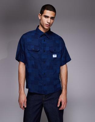 Hugo Blue Oversized Patterned Shirt In Blue