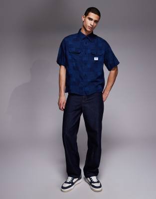 Hugo Blue Oversized Patterned Shirt In Blue