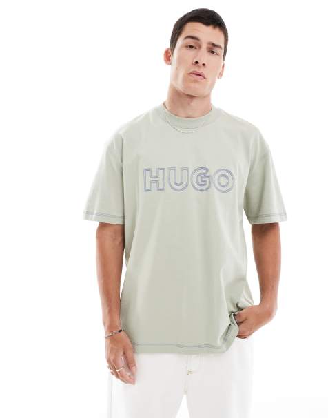 HUGO Blue - Oversized T-shirt met logo in lichtgroen - view 1