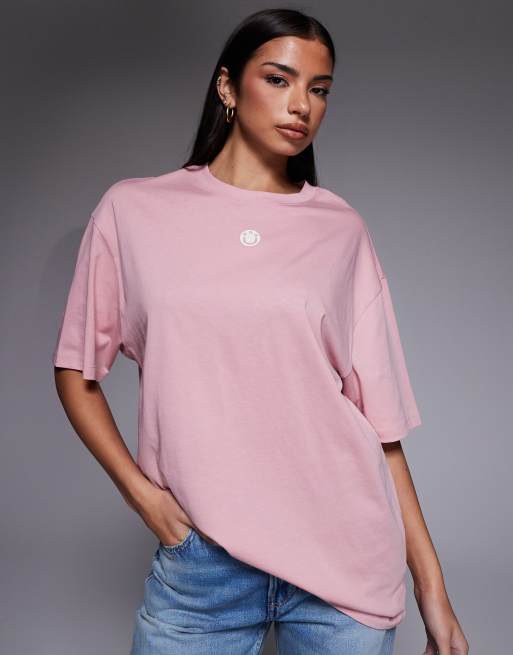 Hugo Blue oversized tee t-shirts in pastel pink, 3 of 4