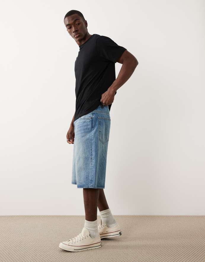 Hugo Blue Pantalones cortos vaqueros azul claro holgados de corte suelto