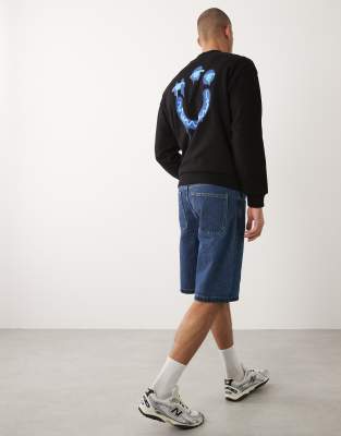 Hugo Blue Print Logo Sweatshirt In Black
