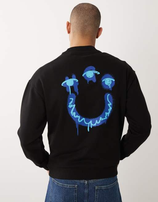Hugo Blue print logo sweatshirt in black, 5 of 5