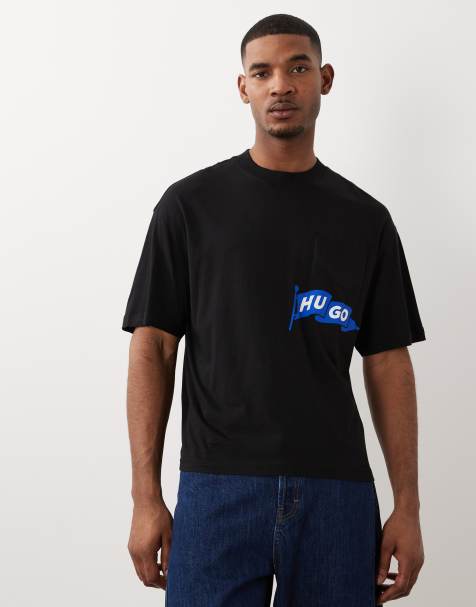 Hugo Blue print t-shirt in black
