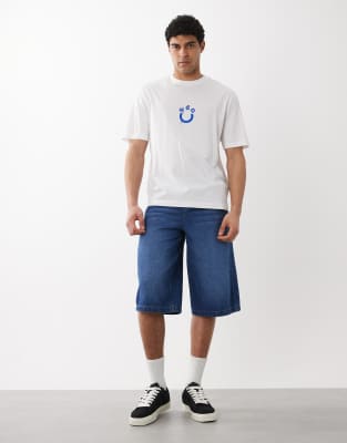 Hugo Blue Printed Jersey T-shirt In White