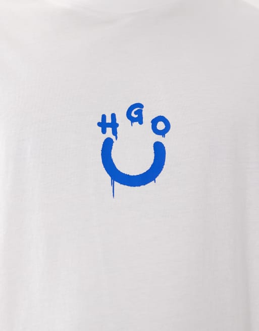 Hugo Blue printed jersey t-shirt in white, 3 of 5
