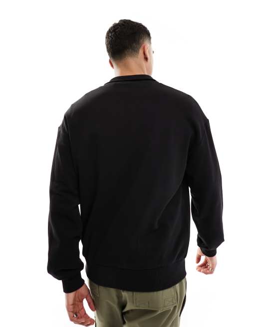 HUGO BLUE quarter zip sweat in black, 4 of 4