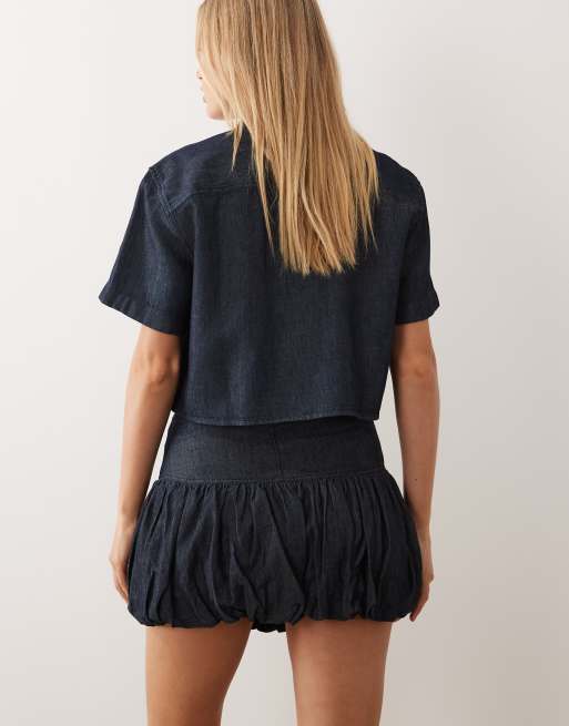 HUGO Blue - Rabalon - Mini rok met pofzoom in marineblauw, 5 van 5