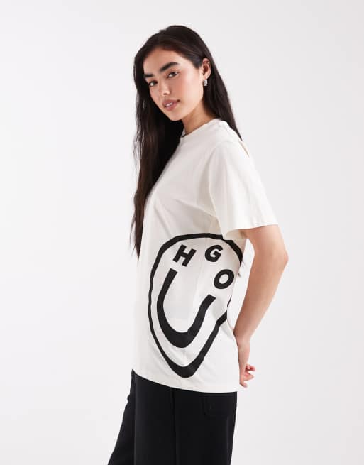 Hugo Blue - Råhvid T-shirt med vintage-design