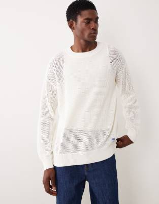 Relaxed-Fit-Pullover aus leichtem Strick in Weiß Weiß 2XL