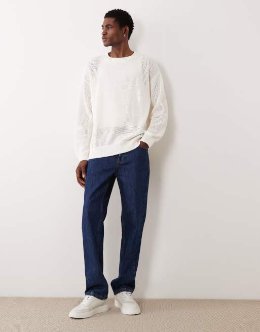 HUGO Blue – Relaxed-Fit-Pullover aus leichtem Strick in Weiß, 2 von 5