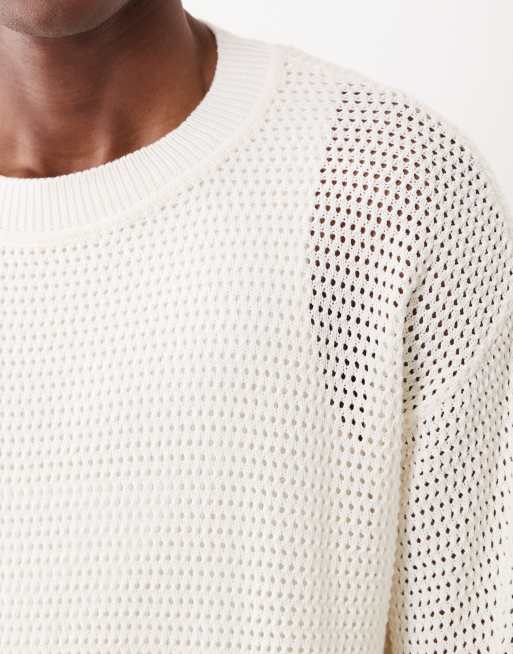 HUGO Blue – Relaxed-Fit-Pullover aus leichtem Strick in Weiß, 3 von 5