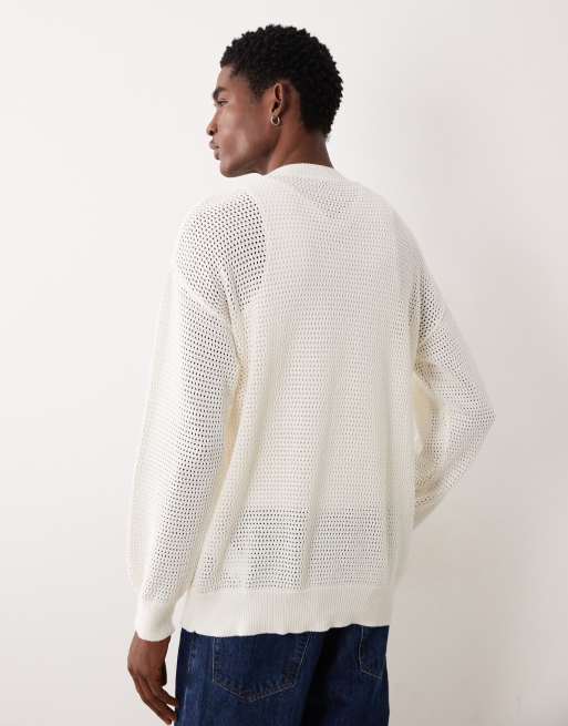 HUGO Blue – Relaxed-Fit-Pullover aus leichtem Strick in Weiß, 5 von 5