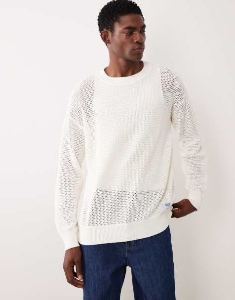 Hugo Blue relaxed light knit jumper in white - view 1