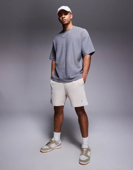Hugo Blue – Sandfärgade jerseyshorts med ledig passform, 3 av 5