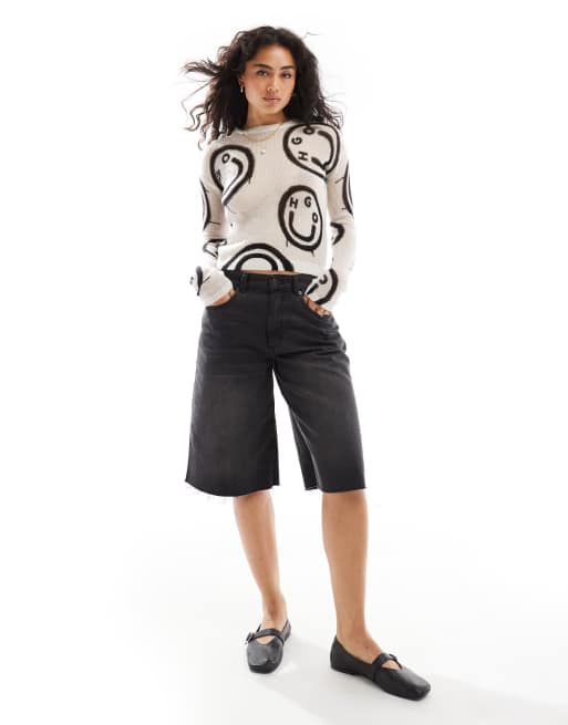 HUGO Blue satta knitted jumper in white with all over logo print, 2 of 4