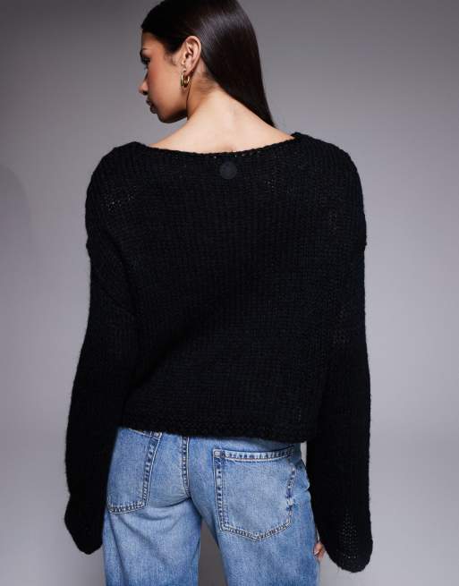 HUGO Blue Scarly jumper in black, 4 of 4