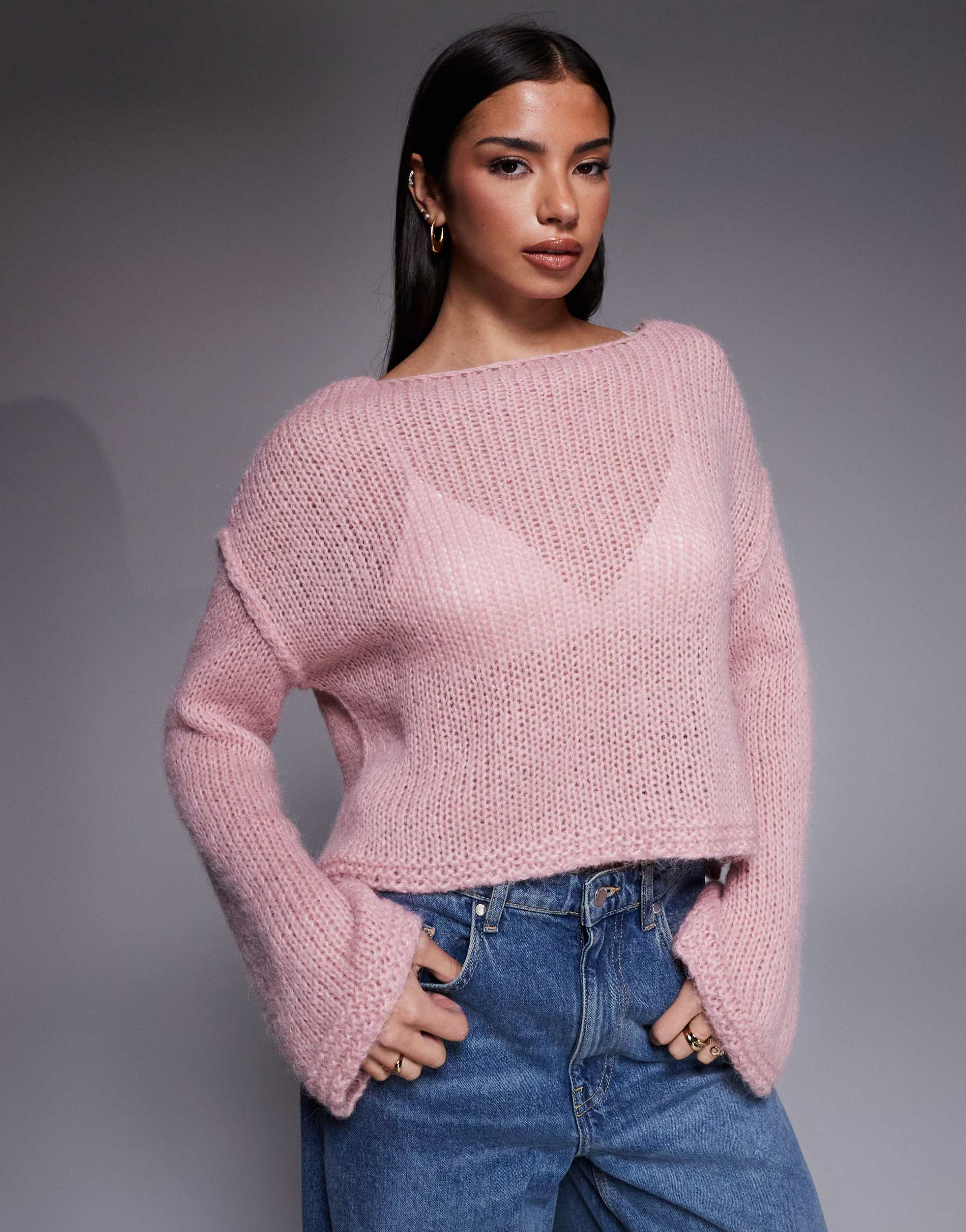 hugo blue scarly sweater in pink