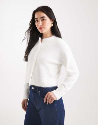 Hugo Blue HUGO BLUE Sfurry super soft fluffy knit cardigan in white