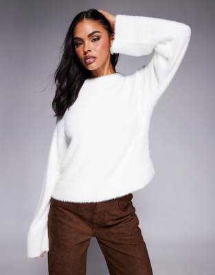 Hugo Blue Sfurryna Super Soft Fluffy Knit Sweater In Transparent