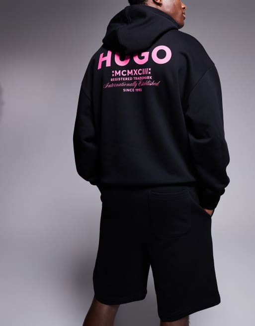 HUGO Blue - Short ample d'ensemble en jersey à logo rose - Noir, 5 de 5