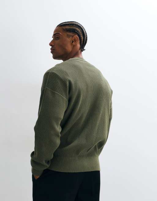 HUGO Blue Showdy chest script sweatshirt in green, 5 of 5