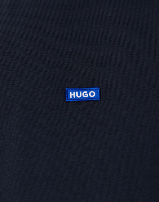 Hugo Blue sleeveless cotton t-shirt with logo detail in dark blue, 3 of 5