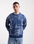 [Hugo Blue] HUGO BLUE Sorbas marl pattern relaxed fit knit jumper in navy L navy