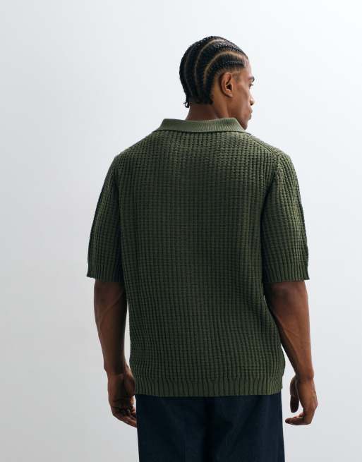 HUGO Blue Spero polo lavorato a maglia relaxed fit verde, 5 di 5