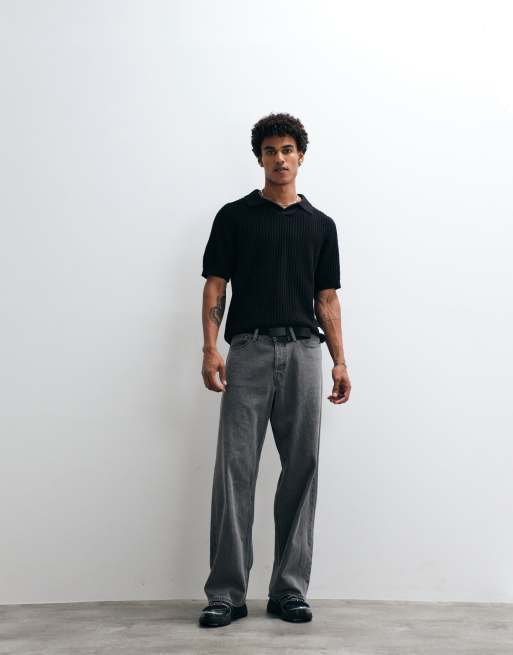 HUGO Blue Spero relaxed fit knitted polo in black, 2 of 5