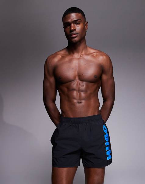 HUGO Blue - Splash - Sorte badeshorts med logoprint - view 1