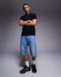 [Hugo Blue] HUGO Blue straight fit denim shorts in mid blue W32 Bright Blue