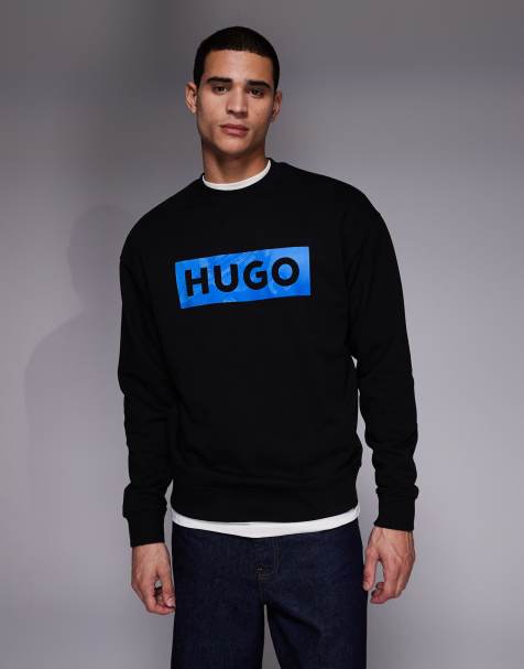 HUGO Blue – Svart sweatshirt med logga på bröstet - view 1