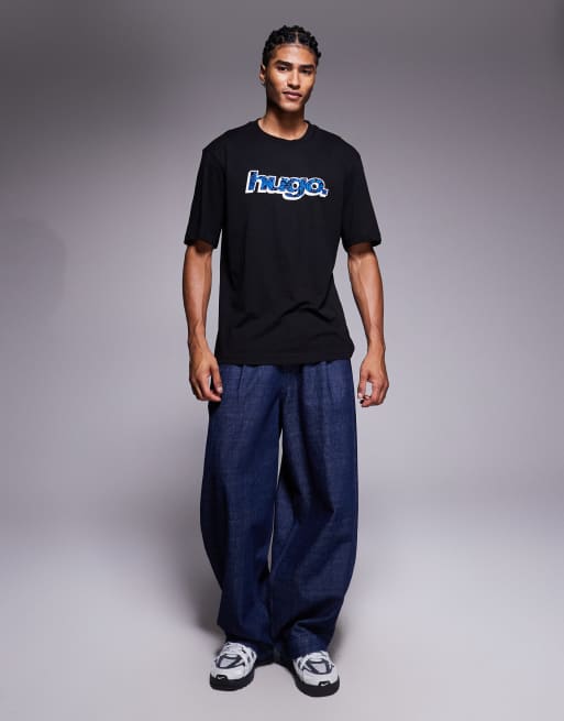HUGO BLUE – Svart t-shirt med mönstrad logga på bröstet, 2 av 5