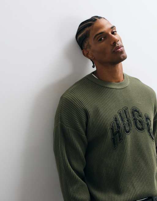HUGO Blue sweat-shirt vert à inscription sur la poitrine Showdy, 3 de 5