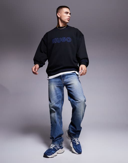 HUGO Blue - Sweatshirt met lange mouwen en logo in zwart, 4 van 4