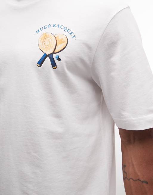 HUGO Blue – T-Shirt aus Jersey in Weiß mit Rückenprint, 5 von 5